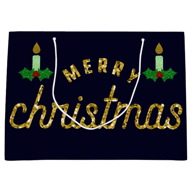 Glitzer Weihnachtskerze Große Geschenktüte (Vorderseite)