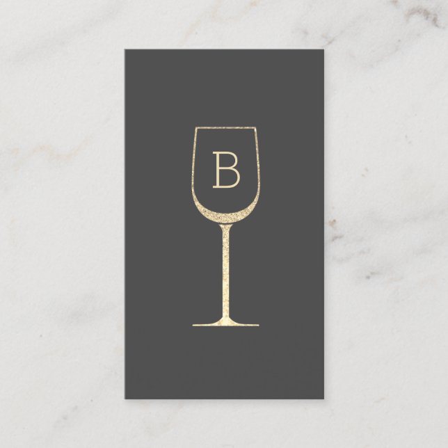 Glitzer Wein Barkeeper Sommelier Monogramm Visitenkarte (Vorderseite)