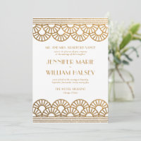 Glitzer Weiß und Gold Art Deco Fan Wedding