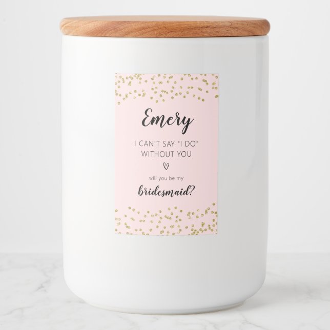 Glitzer werden Sie mein Bridesmäher-Aufkleber sein Lebensmitteletikett (Vorderseite)