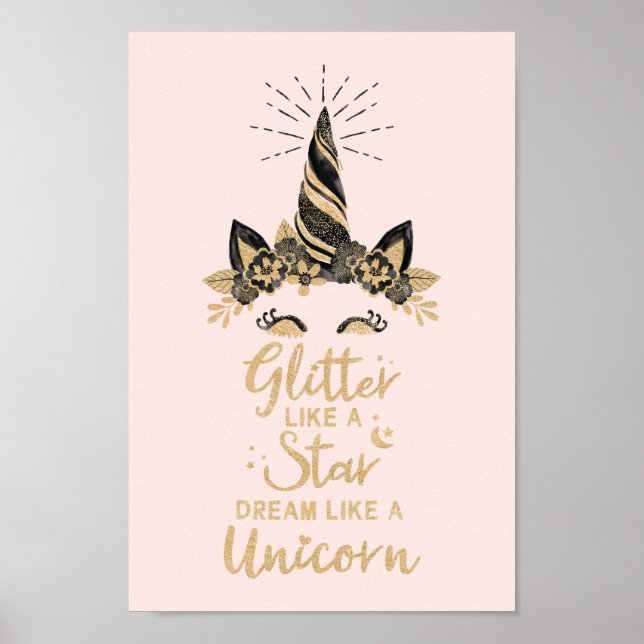 Glitzer wie ein Star Dream wie ein Einhorn Poster (Vorne)