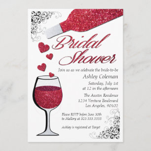 Glitzer Wine Bridal Dusche Einladung