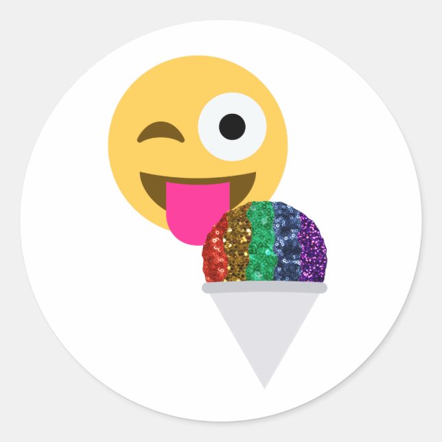 Glitzer wink Emoji Runder Aufkleber (Vorderseite)