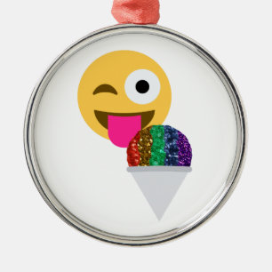 Glitzer-Wink-Emoji Silbernes Ornament