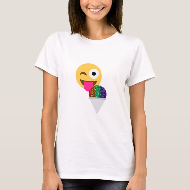 Glitzer wink Emoji T-Shirt (Vorderseite)