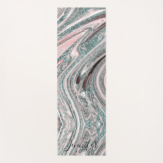 Glitzer-Wirbel-Individuelle Name aus blau und gold Yogamatte (Vorderseite)