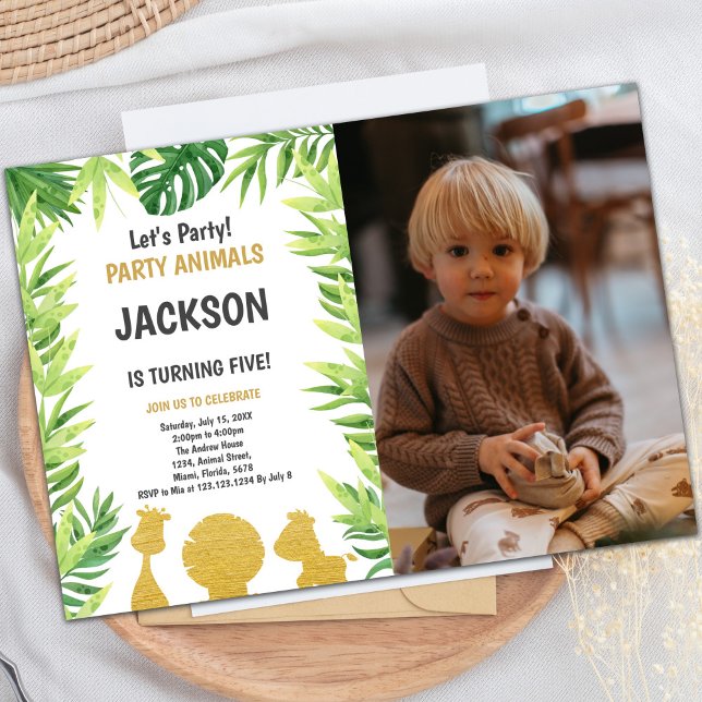 Glitzer Woodland Tiere Einladungen mit Foto (Glitter Woodland Animals Invitations with photo)