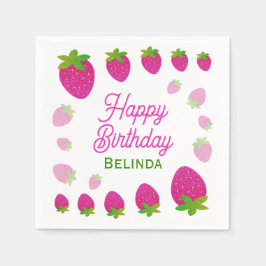 Glitzer Y2K Strawberry Berry Birthday Serviette