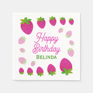 Glitzer Y2K Strawberry Berry Birthday Serviette