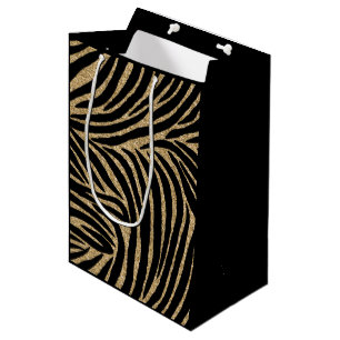 Glitzer Zebra Print Mittlere Geschenktüte