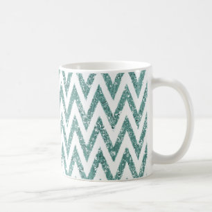 Glitzer Zigzag mit aquamarinen grünen und weißen I Kaffeetasse