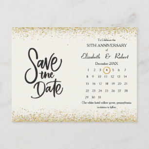 Glitzer zum 50. Jahrestag Hochzeit des Datumskalen Ankündigungspostkarte