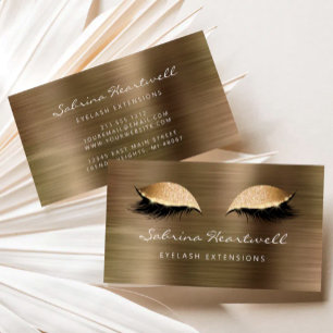 Glitzeraugen Gold Metallische Wimpernverlängerung Visitenkarte