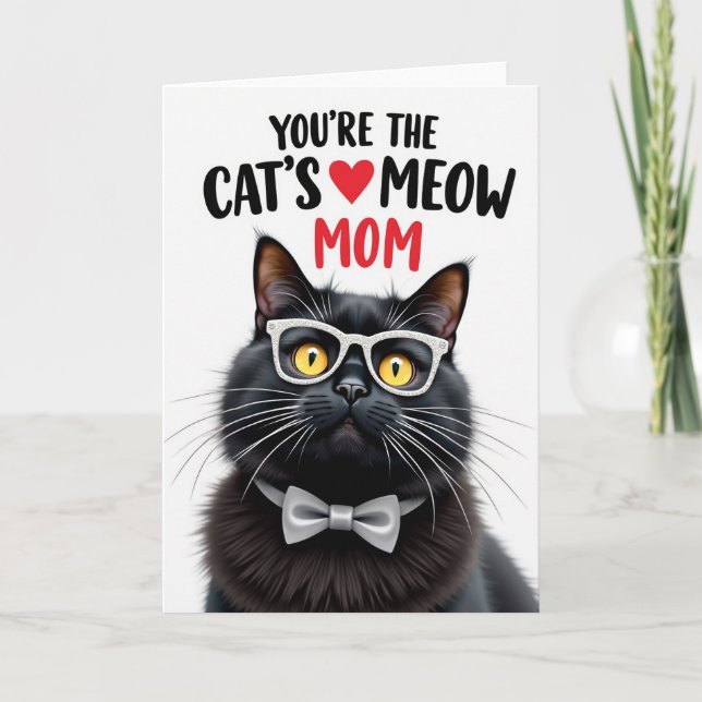 Glitzerbrille Katze Mama Karte (Vorderseite)