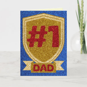 Glitzerkarte 'Gold #1 Dad' zum Vatertag Karte