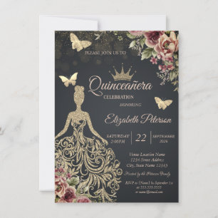 Glitzerkleid, Schmetterlings-Blumenkonfetti Einladung