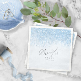 Glitzern 16 . Geburtstag Blue ID912 Serviette