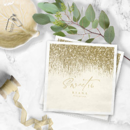 Glitzern 16 . Geburtstag Gold ID912 Serviette