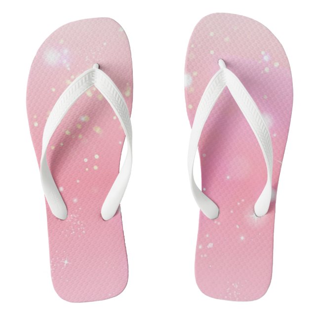 Glitzern auf einem stilvollen, pastellrosa Hinterg Flip Flops (Fußbett)
