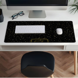 Glitzern aus Luxusschwarz und Gold - Monogramm Schreibtischunterlage