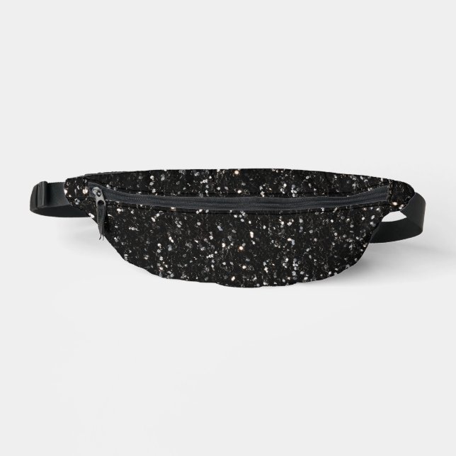 Glitzern aus schwarz-weiß glänzenden Glitzer Bauchtasche (Vorderseite)