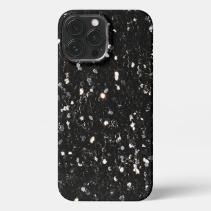 Glitzern aus schwarz-weiß glänzenden Glitzer iPhone 13 Pro Max Hülle