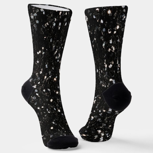 Glitzern aus schwarz-weiß glänzenden Glitzer Socken (Gewinkelt)