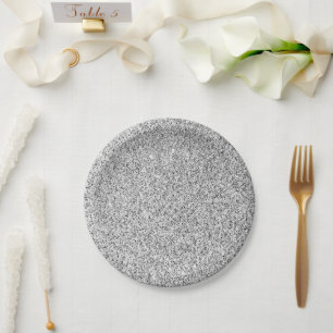 Glitzern aus silbergrauem Glitzer Pappteller