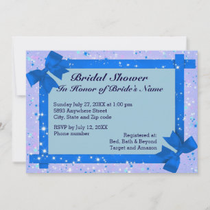 Glitzern & Blue Ribbon Frame Brautparty laden ein Einladung