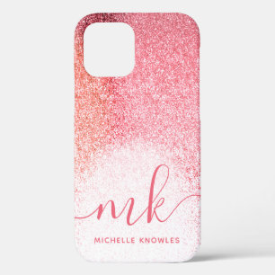 Glitzern Blush Pink Rose Mit Monogramm Script Case-Mate iPhone Hülle