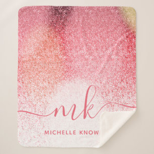 Glitzern Blush Pink Rose Mit Monogramm Script Sherpadecke
