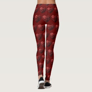 Glitzern des Herz-Glitzer-Musters dunkelrote Valen Leggings