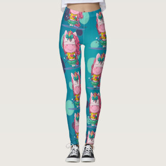 Glitzern Einhorn Party Blue Dots Leggings