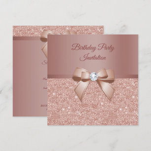 Glitzern & Glamour, Rose Gold Geburtstagsparty Einladung