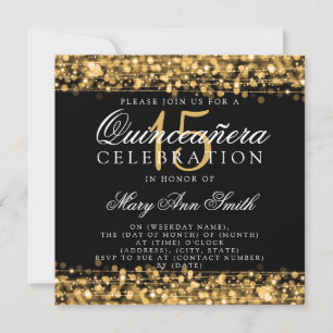 Glitzern Gold der Quinceanera 15. Geburtstagsparty Einladung