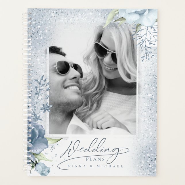 Glitzern Hochzeit Dusty Blue ID889 Planer (Vorderseite)