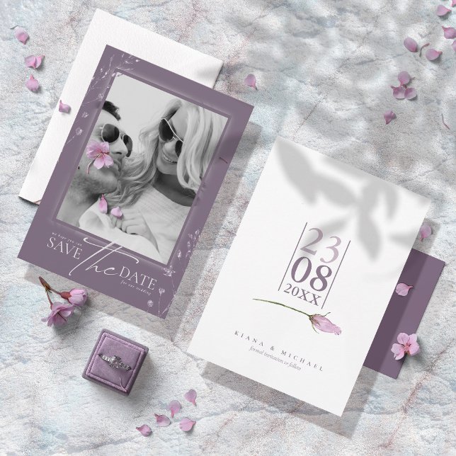Glitzern Hochzeit von Floral Mauve V2 ID889 Save The Date (Von Creator hochgeladen)