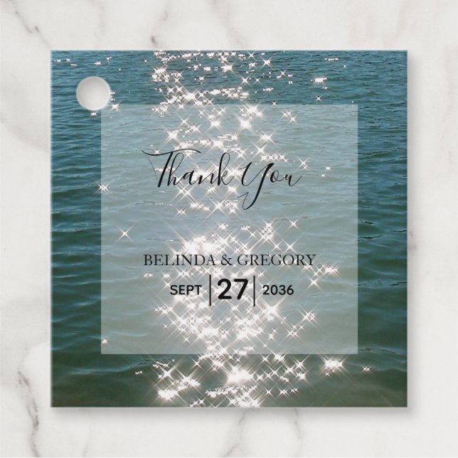 Glitzern Hochzeitsgeschenk am Strand Geschenkanhänger (Vorderseite)
