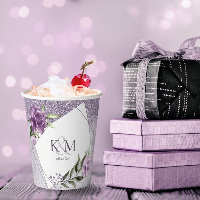 Glitzern Hochzeitstipps Mauve ID889 Pappbecher (Von Creator hochgeladen)