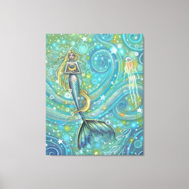 Glitzern Mermaid Fantasy Art von Molly Harrison Leinwanddruck (Vorderseite)