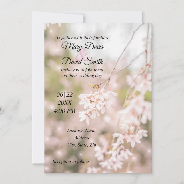 Glitzern mit hellen Winden Hochzeiten Einladung (Vorderseite)