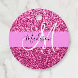 Glitzern Monogram für Girl und Glam Hot Pink Glitz Geschenkanhänger