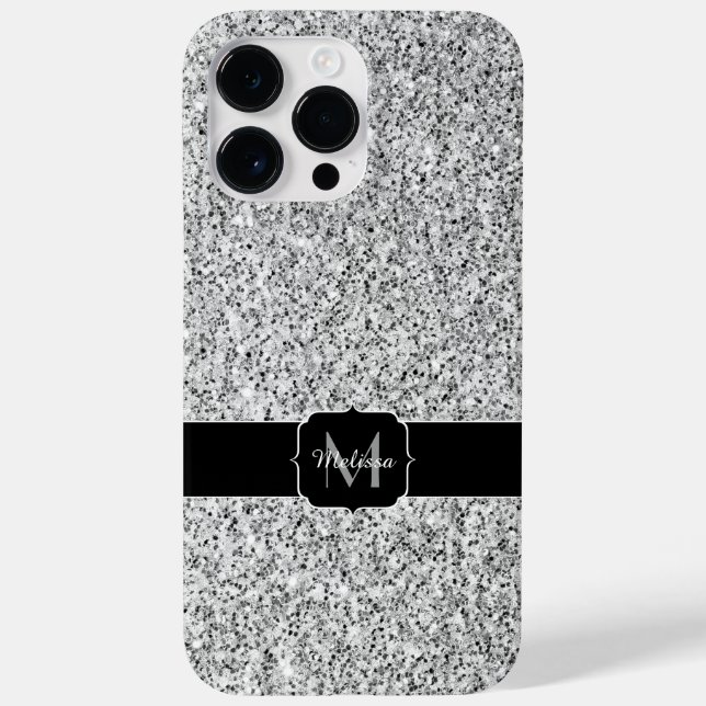 Glitzern Monogram für silbergraue helle Glitzer Case-Mate iPhone Hülle (Rückseite)
