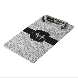 Glitzern Monogram für silbergraue helle Glitzer Mini Klemmbrett