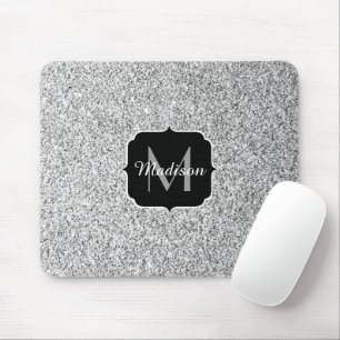 Glitzern Monogram für silbergraue helle Glitzer Mousepad