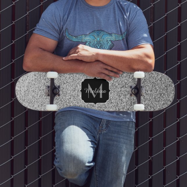 Glitzern Monogram für silbergraue helle Glitzer Skateboard (Außenbereich 3)
