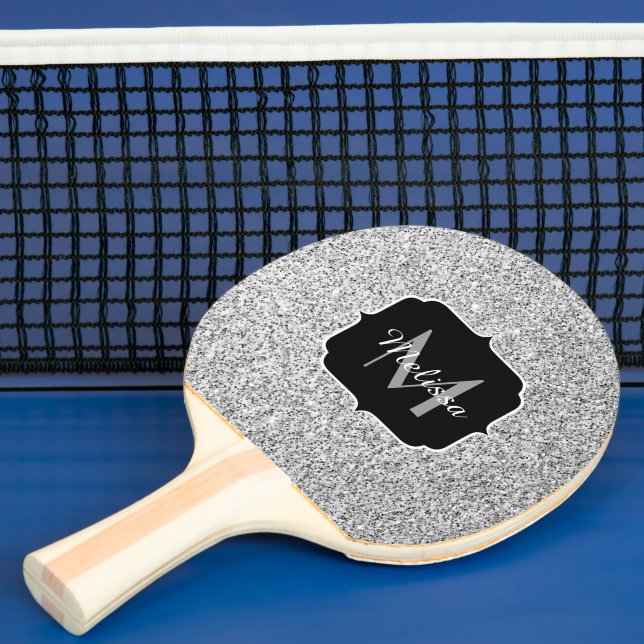 Glitzern Monogram für silbergraue helle Glitzer Tischtennis Schläger (InSitu)