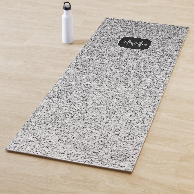 Glitzern Monogram für silbergraue helle Glitzer Yogamatte (Beispiel)