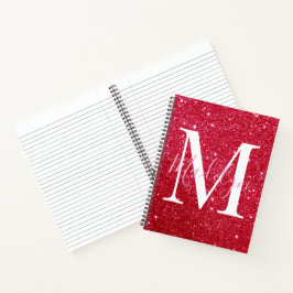 Glitzern Roter Glitzer Monogramm Name mädchenhaft Notizbuch
