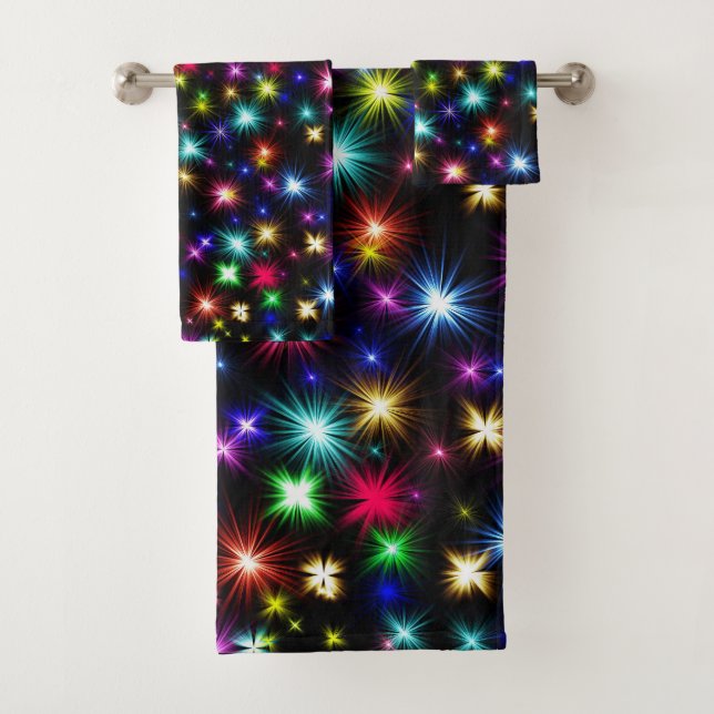 Glitzern, Sterne und Feuerwerkskörper Badhandtuch Set (Insitu)